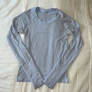 Lulu pastel blue swiftly tech long sleeve shirt 2.0 race length